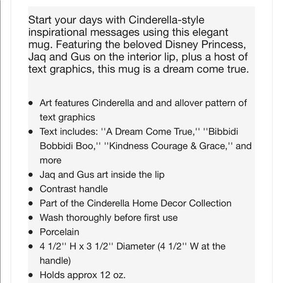 Disney Cinderella  Inspirational Message Mug - Picture 4 of 4